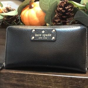 Kate Spade Black Leather Zip around wallet